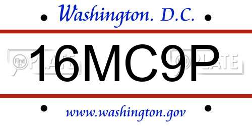 16MC9P District Of Columbia License Plate