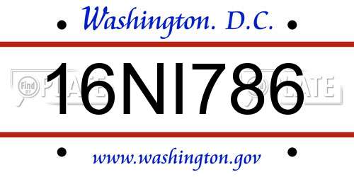 16NI786 District Of Columbia License Plate