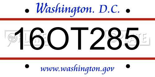 16OT285 District Of Columbia License Plate