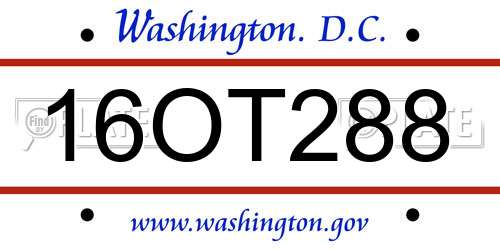 16OT288 District Of Columbia License Plate