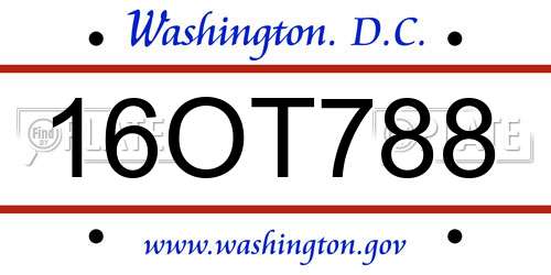16OT788 District Of Columbia License Plate