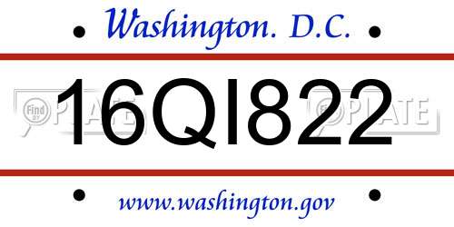 16QI822 District Of Columbia License Plate