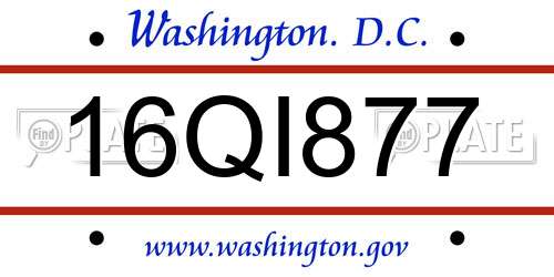 16QI877 District Of Columbia License Plate
