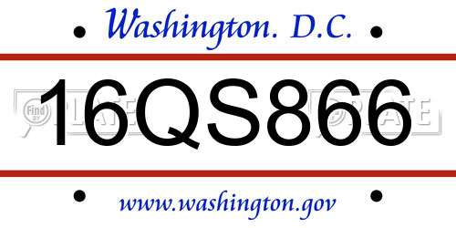16QS866 District Of Columbia License Plate