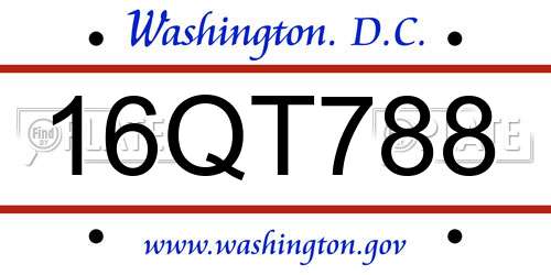 16QT788 District Of Columbia License Plate