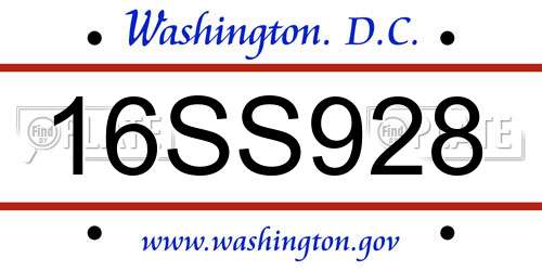 16SS928 District Of Columbia License Plate