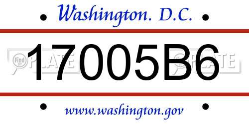 17005B6 District Of Columbia License Plate
