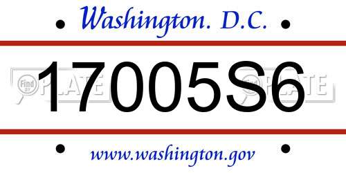 17005S6 District Of Columbia License Plate
