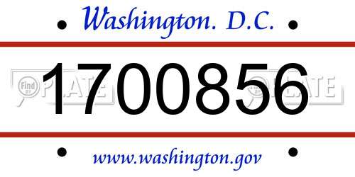 1700856 District Of Columbia License Plate
