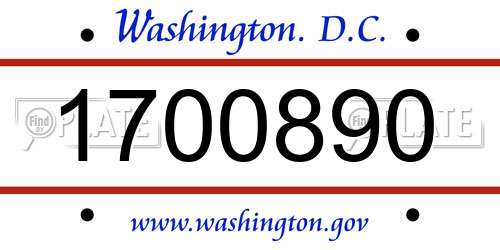 1700890 District Of Columbia License Plate