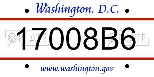 17008B6 District Of Columbia License Plate