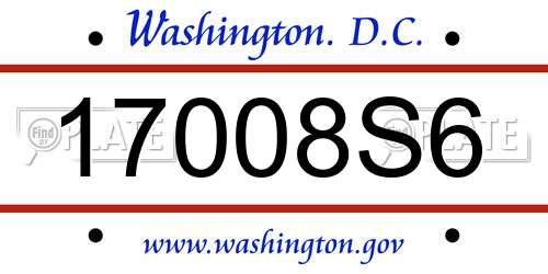17008S6 District Of Columbia License Plate