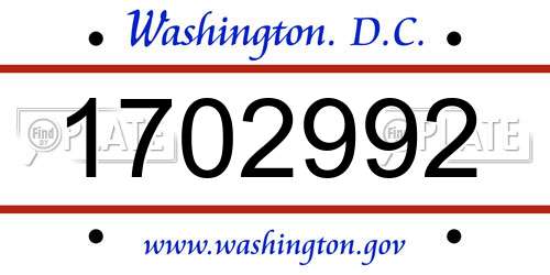 1702992 District Of Columbia License Plate