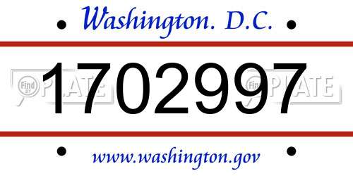 1702997 District Of Columbia License Plate