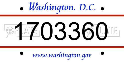 1703360 District Of Columbia License Plate