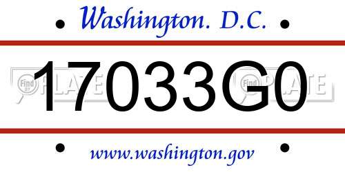 17033G0 District Of Columbia License Plate