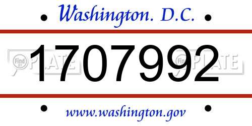 1707992 District Of Columbia License Plate
