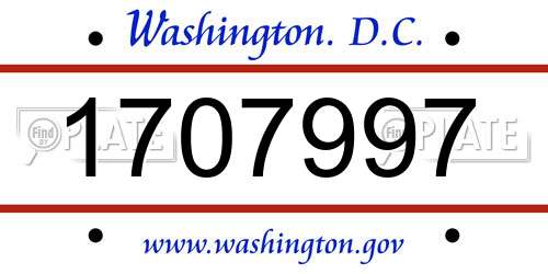 1707997 District Of Columbia License Plate