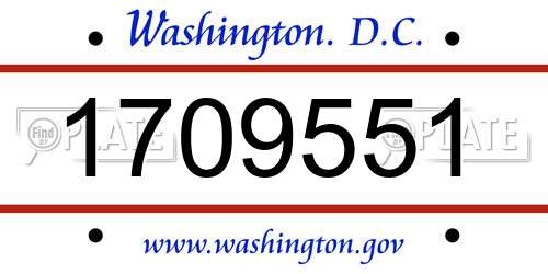 1709551 District Of Columbia License Plate