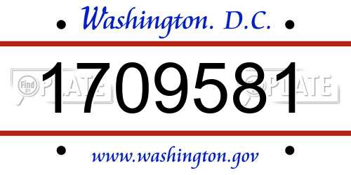 1709581 District Of Columbia License Plate