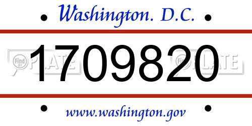 1709820 District Of Columbia License Plate