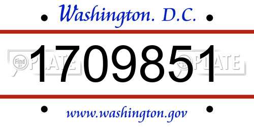 1709851 District Of Columbia License Plate