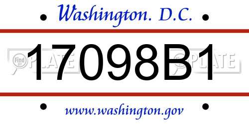 17098B1 District Of Columbia License Plate