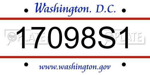 17098S1 District Of Columbia License Plate