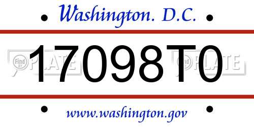 17098T0 District Of Columbia License Plate