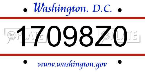 17098Z0 District Of Columbia License Plate