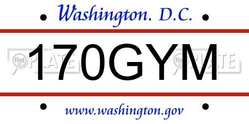 170GYM District Of Columbia License Plate