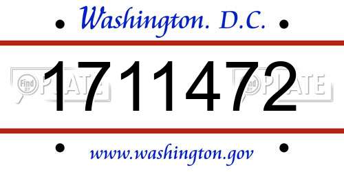 1711472 District Of Columbia License Plate