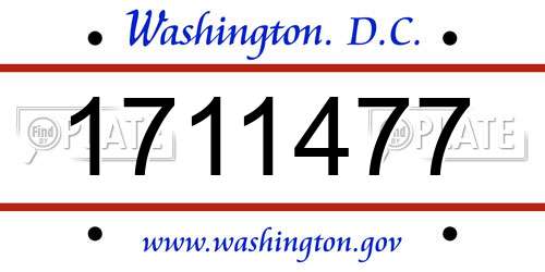 1711477 District Of Columbia License Plate