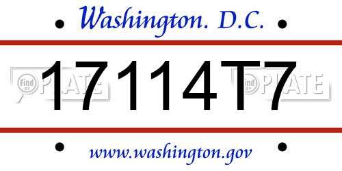 17114T7 District Of Columbia License Plate