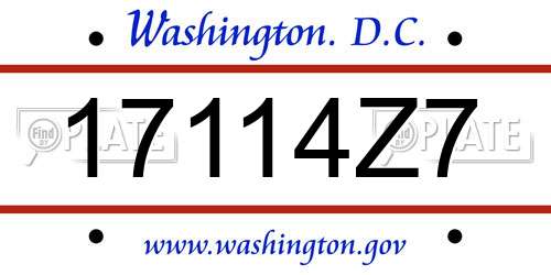 17114Z7 District Of Columbia License Plate