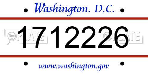 1712226 District Of Columbia License Plate