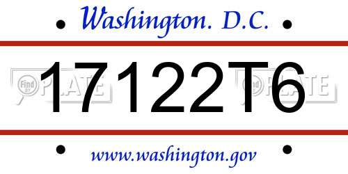 17122T6 District Of Columbia License Plate