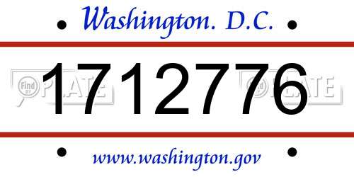 1712776 District Of Columbia License Plate