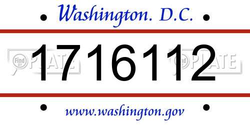 1716112 District Of Columbia License Plate