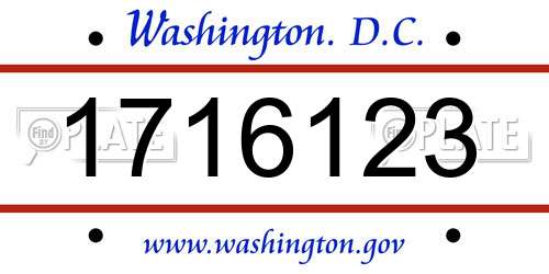 1716123 District Of Columbia License Plate