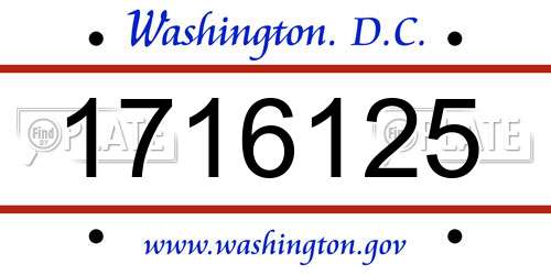 1716125 District Of Columbia License Plate