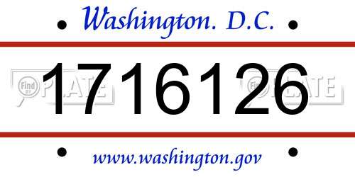 1716126 District Of Columbia License Plate