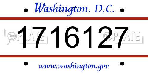 1716127 District Of Columbia License Plate