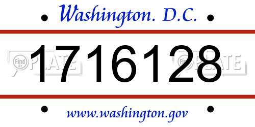 1716128 District Of Columbia License Plate