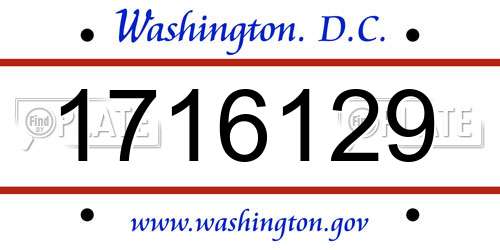1716129 District Of Columbia License Plate