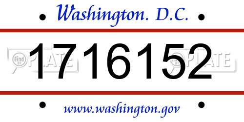 1716152 District Of Columbia License Plate
