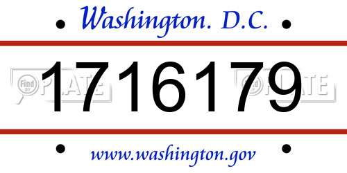 1716179 District Of Columbia License Plate