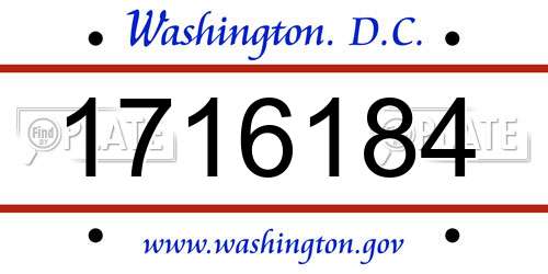 1716184 District Of Columbia License Plate