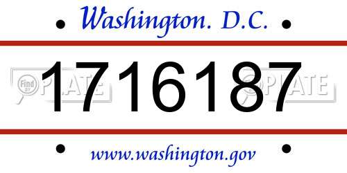 1716187 District Of Columbia License Plate