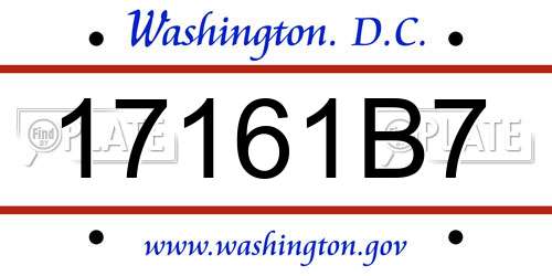 17161B7 District Of Columbia License Plate